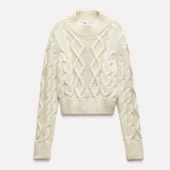 NWT ZARA OPEN BACK CABLE KNIT SWEATER SIZE L - Picture 6 of 6